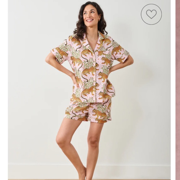 🆕 Printfresh Organic Cotton Short PJ Set Pockets S Bagheera Blush/Leopard Floral - Picture 2 of 14